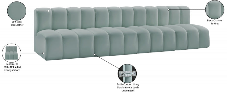 Arc Faux Leather 4pc. Sectional Mint from Meridian - Luna Furniture