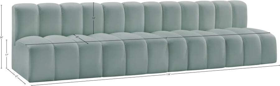 Arc Faux Leather 4pc. Sectional Mint from Meridian - Luna Furniture