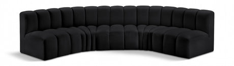 Arc Faux Leather 5pc. Sectional Black from Meridian - Luna Furniture