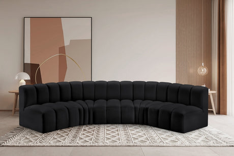 Arc Faux Leather 5pc. Sectional Black from Meridian - Luna Furniture