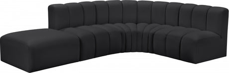 Arc Faux Leather 5pc. Sectional Black from Meridian - Luna Furniture