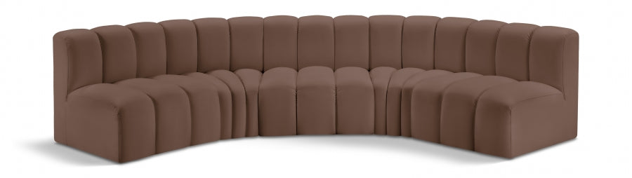 Arc Faux Leather 5pc. Sectional Brown from Meridian - Luna Furniture