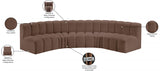 Arc Faux Leather 5pc. Sectional Brown from Meridian - Luna Furniture