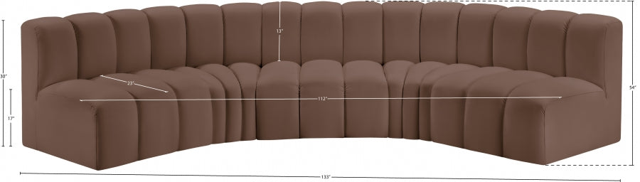 Arc Faux Leather 5pc. Sectional Brown from Meridian - Luna Furniture