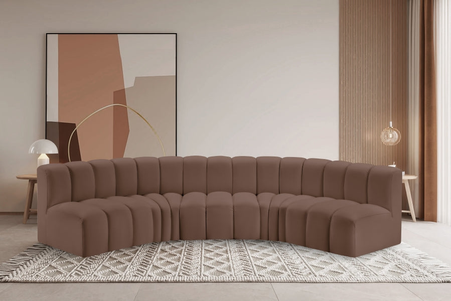 Arc Faux Leather 5pc. Sectional Brown from Meridian - Luna Furniture