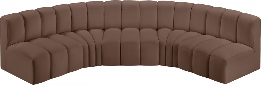 Arc Faux Leather 5pc. Sectional Brown from Meridian - Luna Furniture