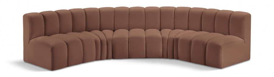 Arc Faux Leather 5pc. Sectional Cognac from Meridian - Luna Furniture