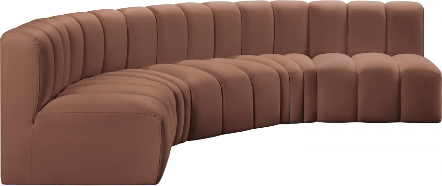 Arc Faux Leather 5pc. Sectional Cognac from Meridian - Luna Furniture