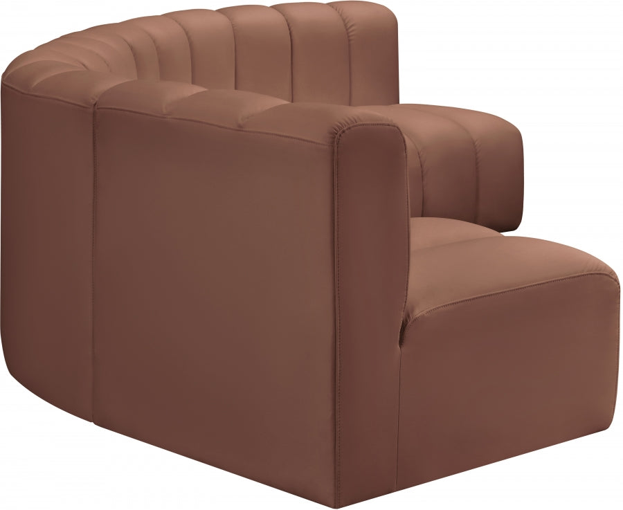 Arc Faux Leather 5pc. Sectional Cognac from Meridian - Luna Furniture