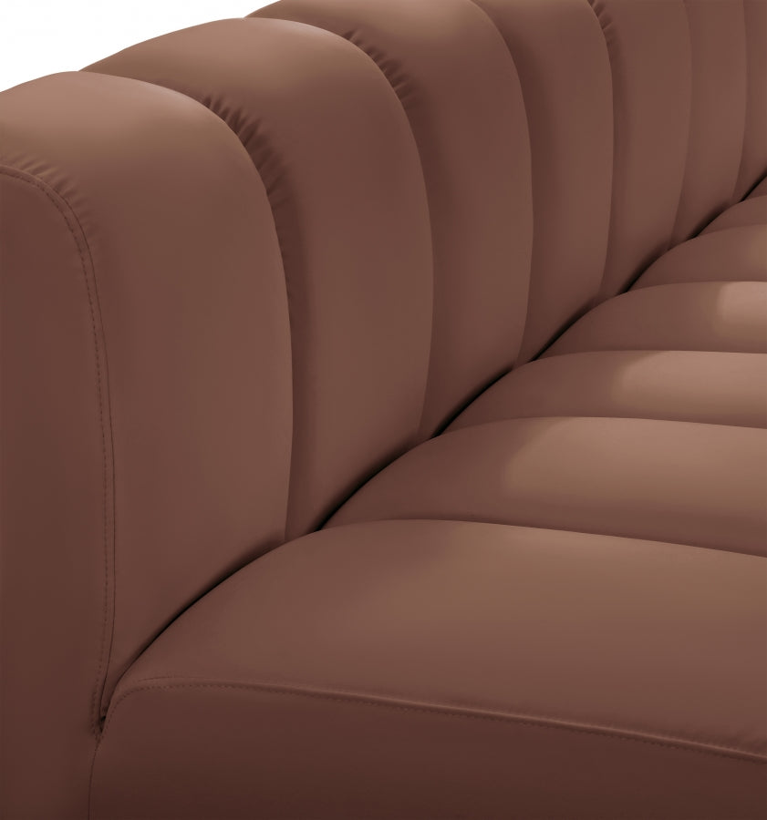 Arc Faux Leather 5pc. Sectional Cognac from Meridian - Luna Furniture