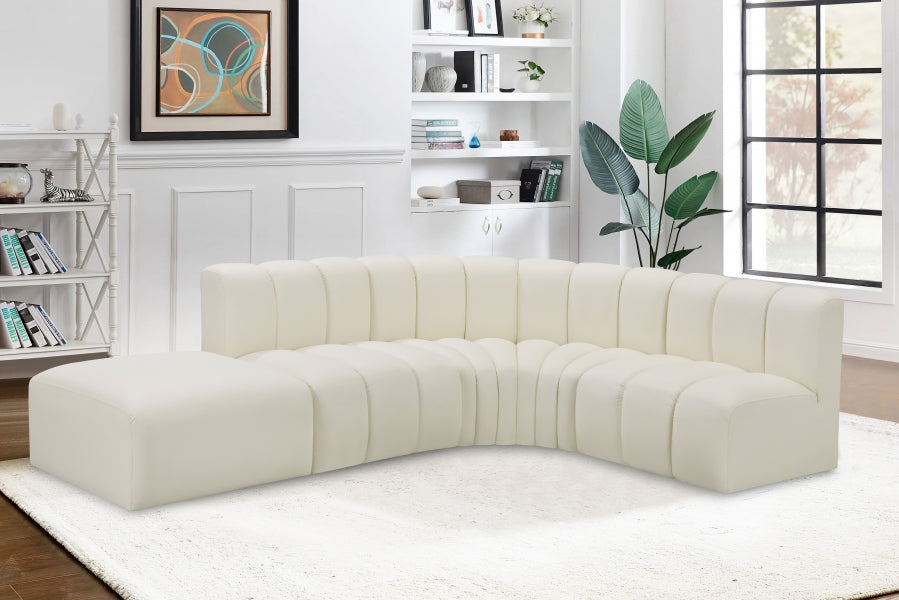 Arc Faux Leather 5pc. Sectional Cream from Meridian - Luna Furniture