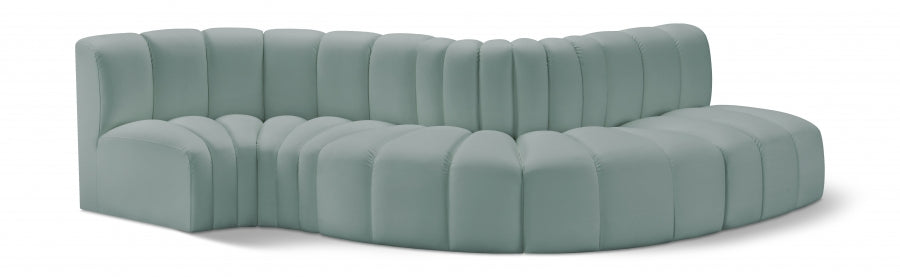 Arc Faux Leather 5pc. Sectional Mint from Meridian - Luna Furniture