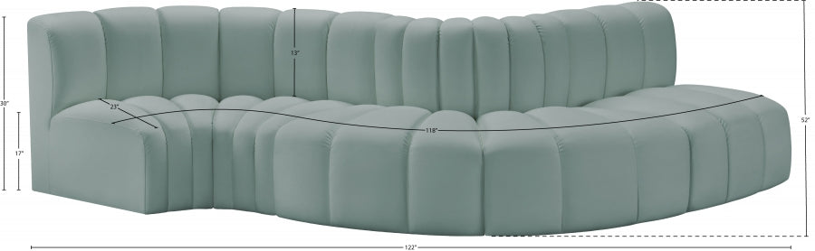 Arc Faux Leather 5pc. Sectional Mint from Meridian - Luna Furniture