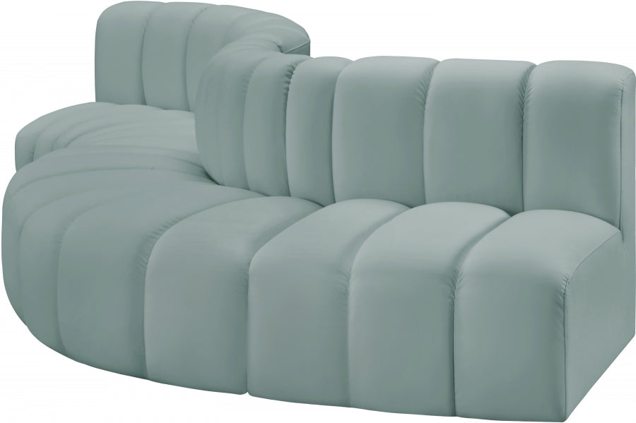 Arc Faux Leather 5pc. Sectional Mint from Meridian - Luna Furniture