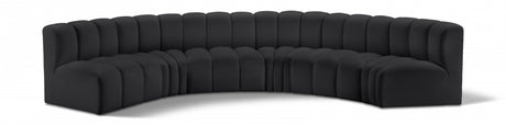 Arc Faux Leather 6pc. Sectional Black from Meridian - Luna Furniture