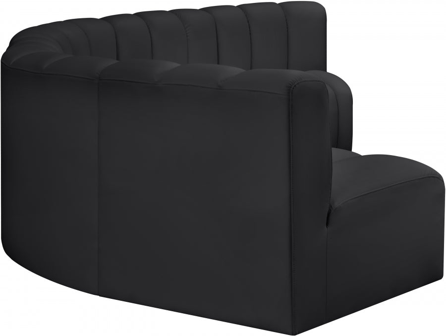 Arc Faux Leather 6pc. Sectional Black from Meridian - Luna Furniture