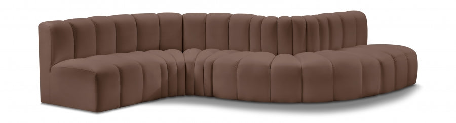 Arc Faux Leather 6pc. Sectional Brown from Meridian - Luna Furniture