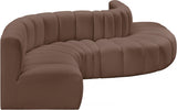 Arc Faux Leather 6pc. Sectional Brown from Meridian - Luna Furniture