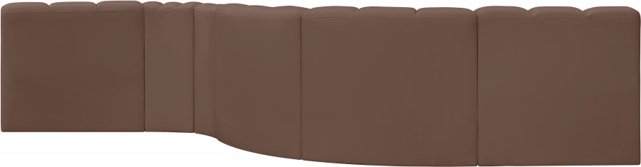 Arc Faux Leather 6pc. Sectional Brown from Meridian - Luna Furniture