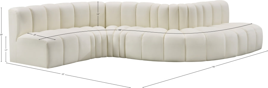 Arc Faux Leather 6pc. Sectional Cream from Meridian - Luna Furniture