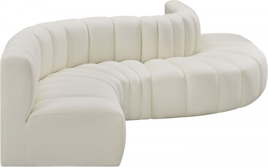 Arc Faux Leather 6pc. Sectional Cream from Meridian - Luna Furniture