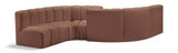 Arc Faux Leather Fabric 6pc. Sectional Cognac from Meridian - Luna Furniture