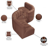 Arc Faux Leather Fabric 6pc. Sectional Cognac from Meridian - Luna Furniture