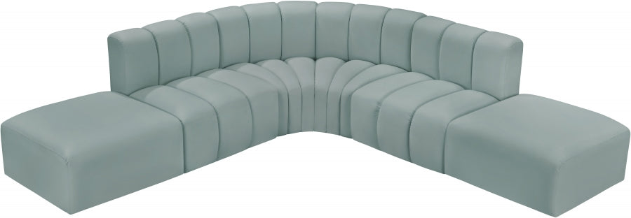 Arc Faux Leather Fabric 6pc. Sectional Mint from Meridian - Luna Furniture