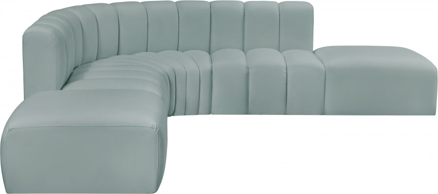 Arc Faux Leather Fabric 6pc. Sectional Mint from Meridian - Luna Furniture