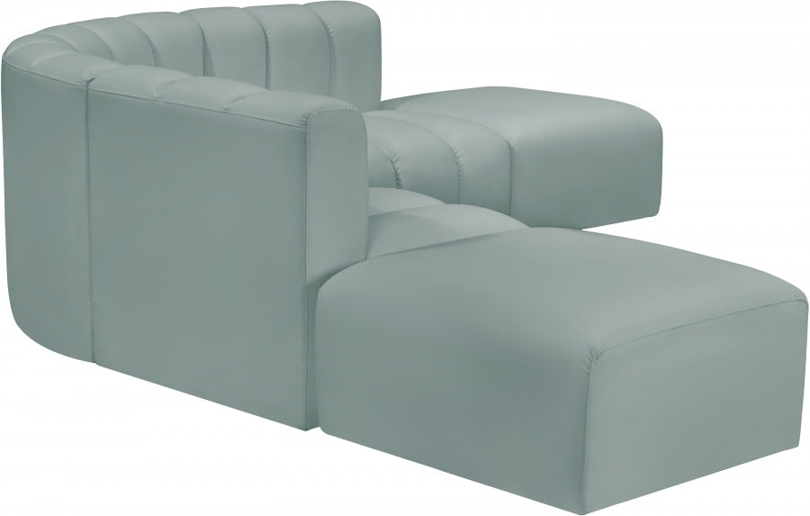 Arc Faux Leather Fabric 6pc. Sectional Mint from Meridian - Luna Furniture