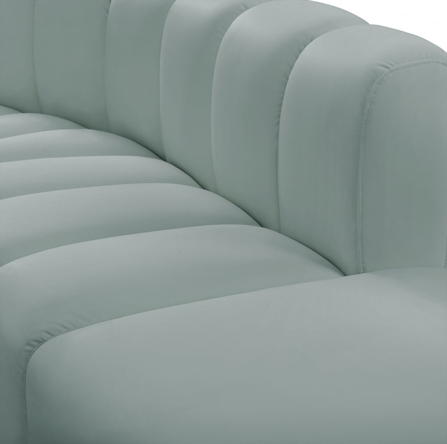 Arc Faux Leather Fabric 6pc. Sectional Mint from Meridian - Luna Furniture