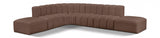 Arc Faux Leather Fabric 7pc. Sectional Brown from Meridian - Luna Furniture