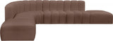 Arc Faux Leather Fabric 7pc. Sectional Brown from Meridian - Luna Furniture