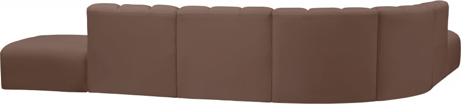 Arc Faux Leather Fabric 7pc. Sectional Brown from Meridian - Luna Furniture