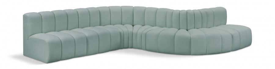 Arc Faux Leather Fabric 7pc. Sectional Mint from Meridian - Luna Furniture