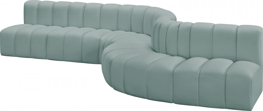 Arc Faux Leather Fabric 7pc. Sectional Mint from Meridian - Luna Furniture