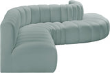 Arc Faux Leather Fabric 7pc. Sectional Mint from Meridian - Luna Furniture