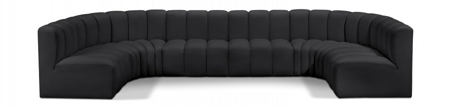 Arc Faux Leather Fabric 8pc. Sectional Black from Meridian - Luna Furniture