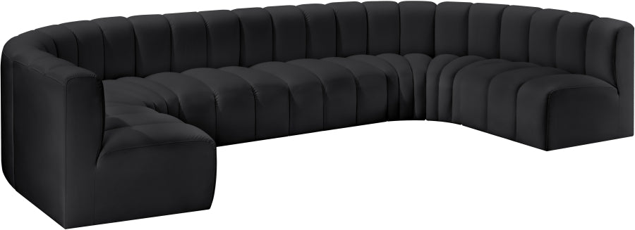 Arc Faux Leather Fabric 8pc. Sectional Black from Meridian - Luna Furniture