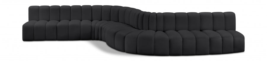 Arc Faux Leather Fabric 8pc. Sectional Black from Meridian - Luna Furniture