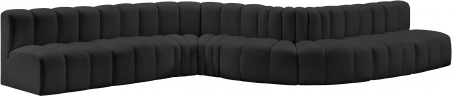 Arc Faux Leather Fabric 8pc. Sectional Black from Meridian - Luna Furniture