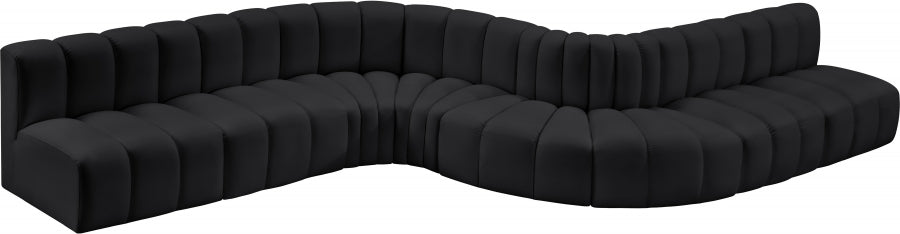 Arc Faux Leather Fabric 8pc. Sectional Black from Meridian - Luna Furniture