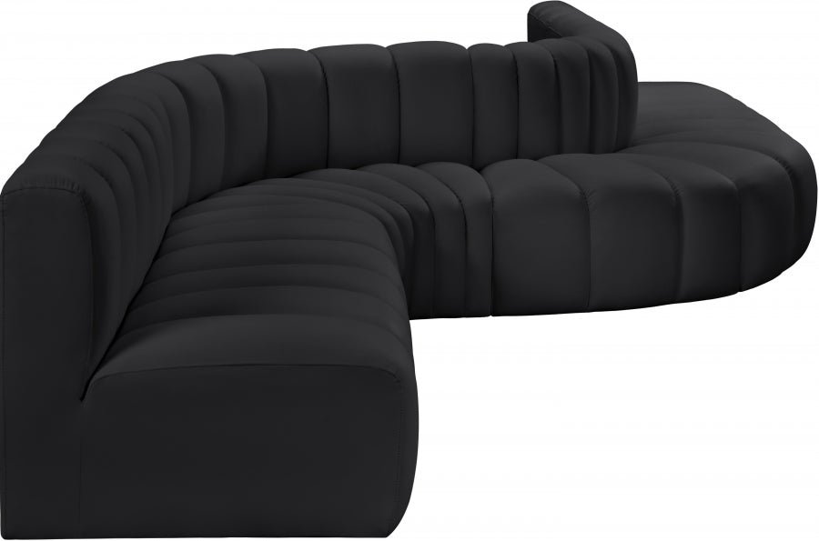 Arc Faux Leather Fabric 8pc. Sectional Black from Meridian - Luna Furniture