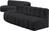 Arc Faux Leather Fabric 8pc. Sectional Black from Meridian - Luna Furniture