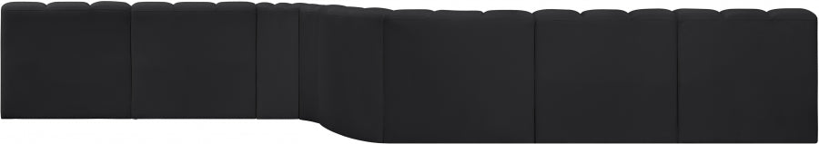 Arc Faux Leather Fabric 8pc. Sectional Black from Meridian - Luna Furniture