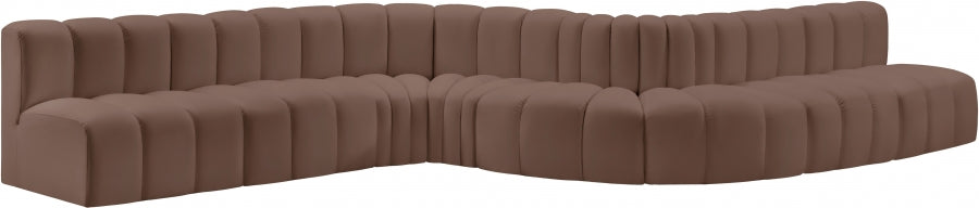 Arc Faux Leather Fabric 8pc. Sectional Brown from Meridian - Luna Furniture