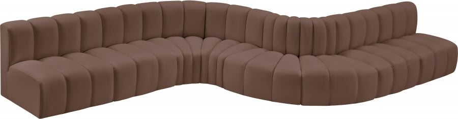 Arc Faux Leather Fabric 8pc. Sectional Brown from Meridian - Luna Furniture