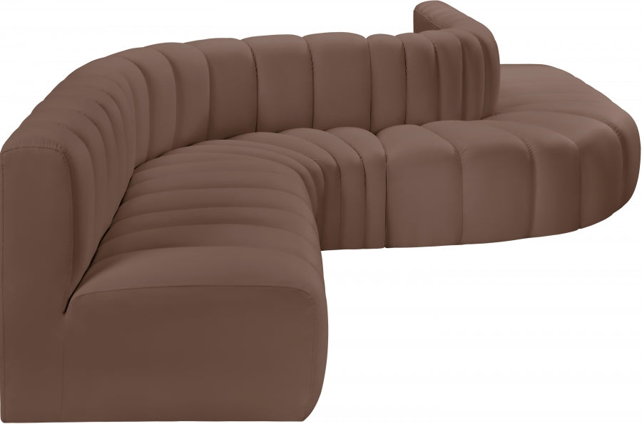 Arc Faux Leather Fabric 8pc. Sectional Brown from Meridian - Luna Furniture