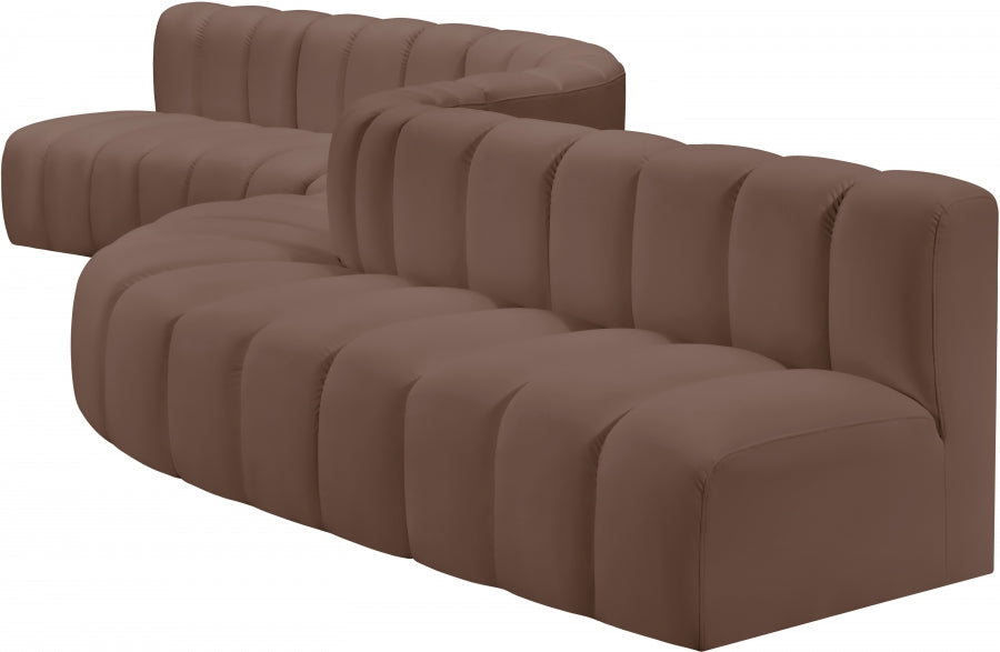 Arc Faux Leather Fabric 8pc. Sectional Brown from Meridian - Luna Furniture