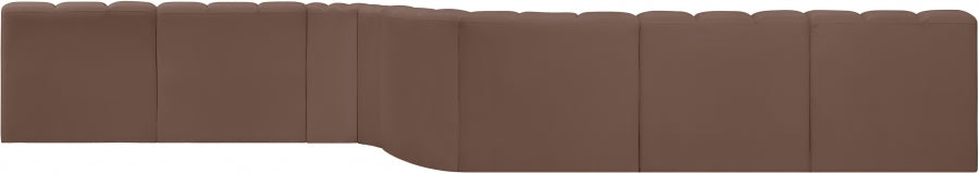 Arc Faux Leather Fabric 8pc. Sectional Brown from Meridian - Luna Furniture